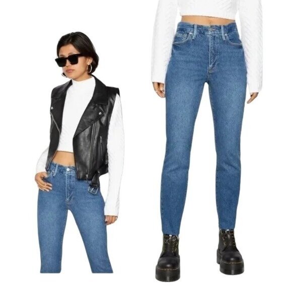 Good American Good Classic Raw Hem Medium Wash Women's 4/27 - Picture 4 of 14